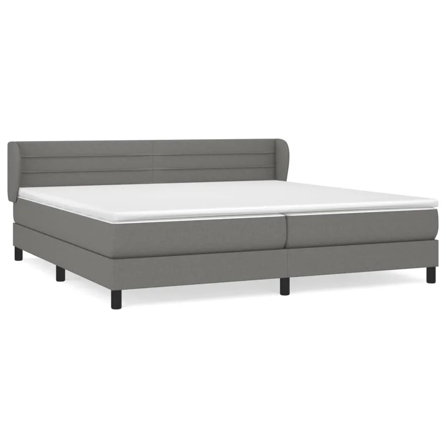 Sommier à lattes de lit avec matelas Gris foncé 200x200cm Tissu - 2