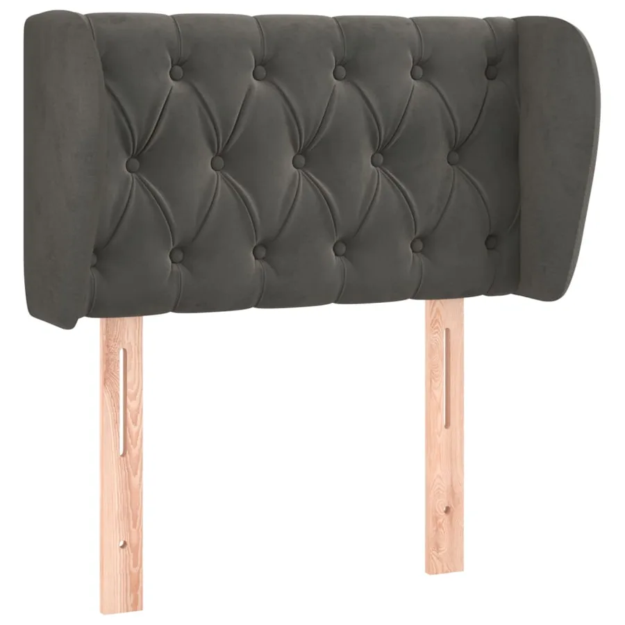 Tête de lit avec oreilles Gris foncé 83x23x78/88 cm Velours - 2