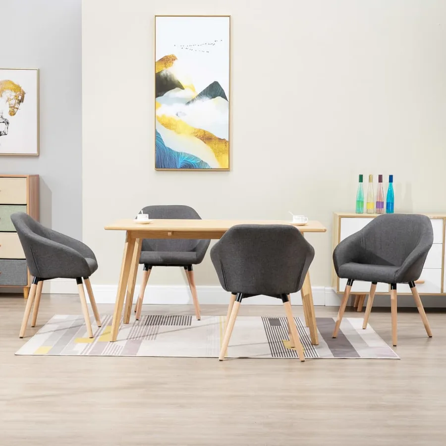Chaises à manger lot de 4 gris foncé tissu
