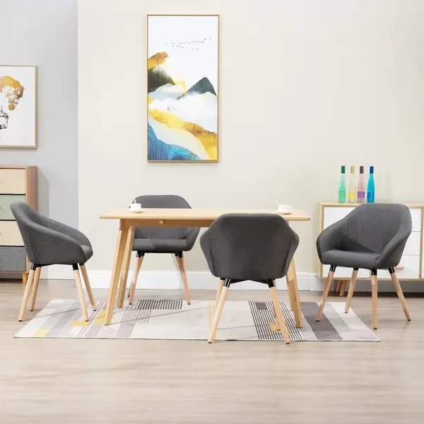 Chaises à manger lot de 4 gris foncé tissu