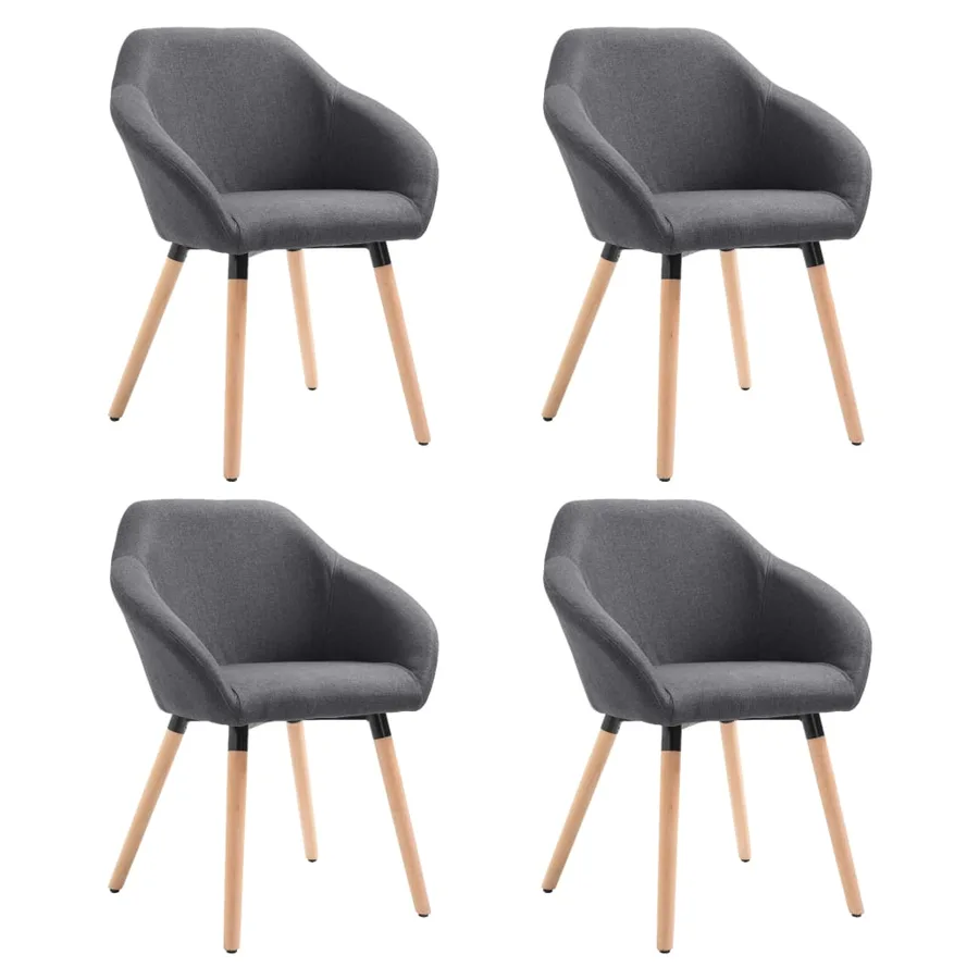 Chaises à manger lot de 4 gris foncé tissu - 2