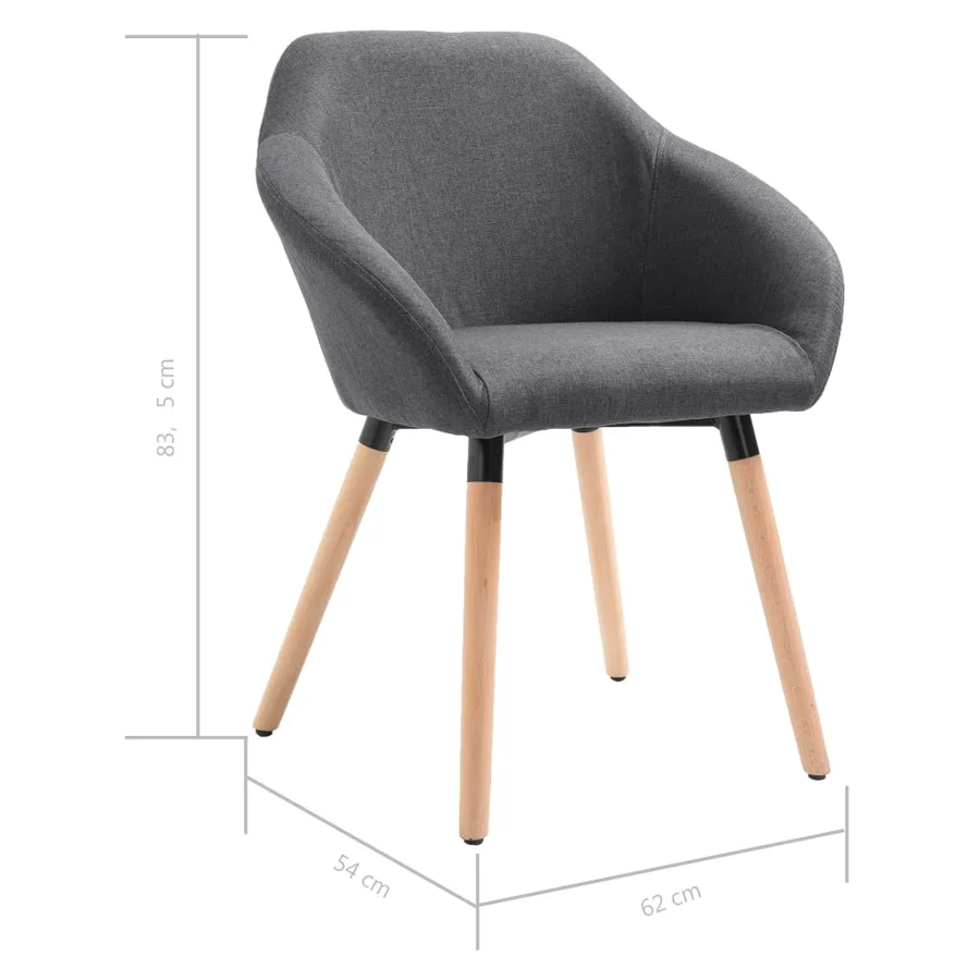 Chaises à manger lot de 4 gris foncé tissu - 8
