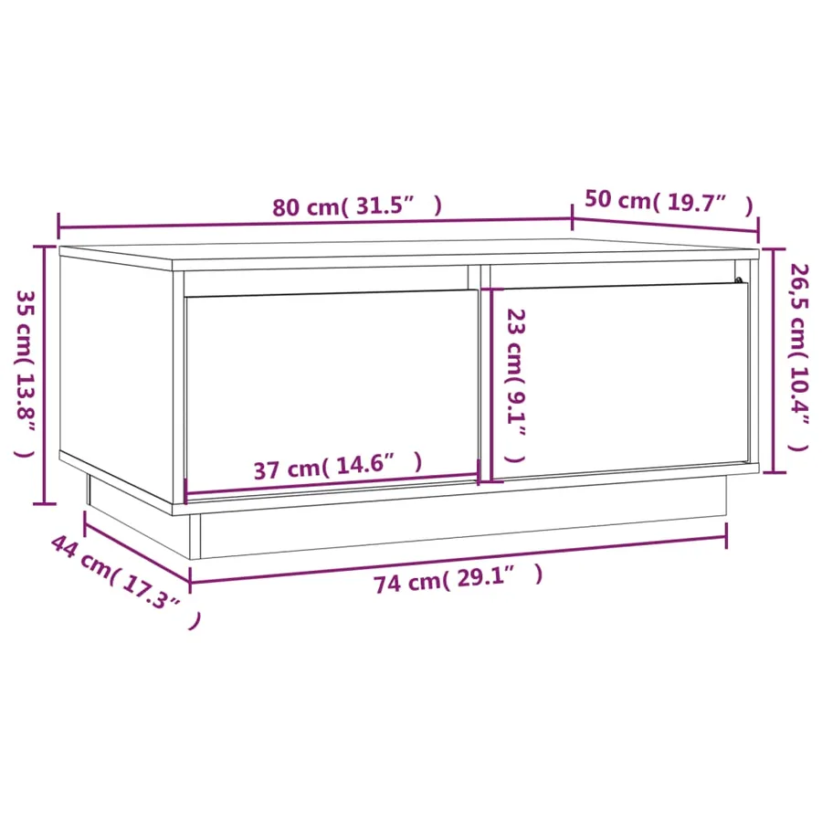 Table basse Marron miel 80x50x35 cm Bois massif de pin - 10
