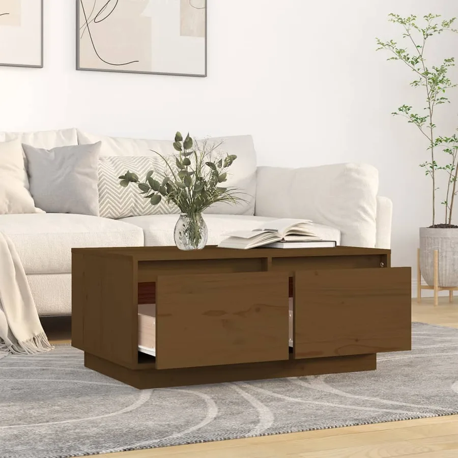 Table basse Marron miel 80x50x35 cm Bois massif de pin - 3