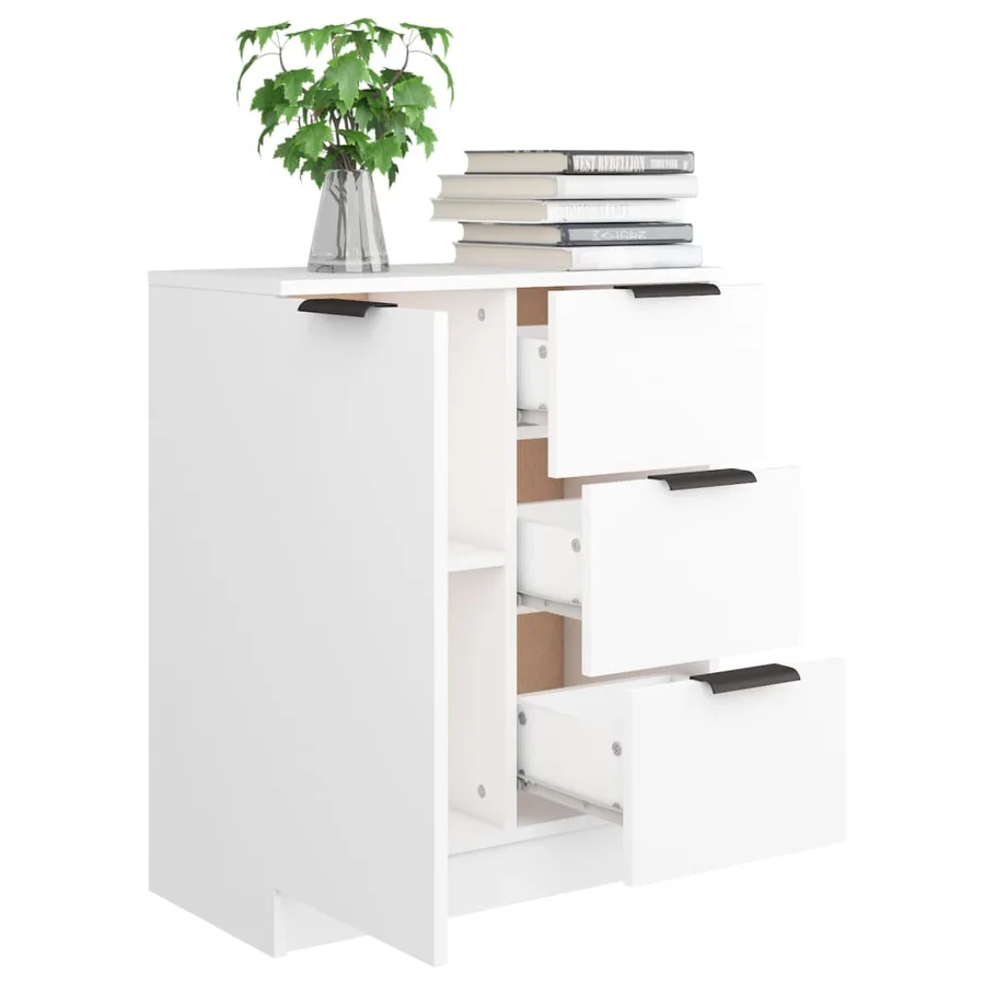 Buffet Blanc 60x30x70 cm Bois d'ingénierie - 7