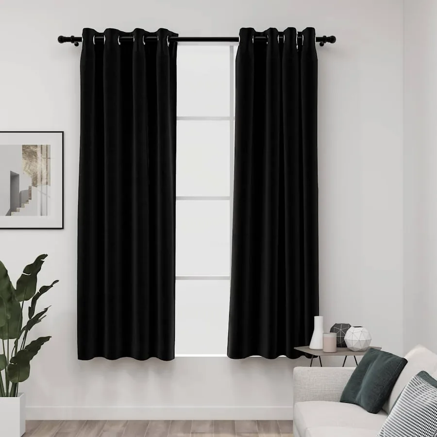 Rideaux occultants Aspect de lin 2 pcs Anthracite 140x175 cm