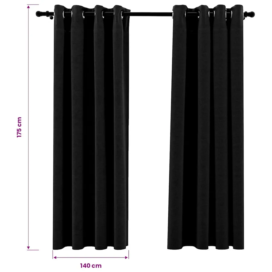Rideaux occultants Aspect de lin 2 pcs Anthracite 140x175 cm - 6