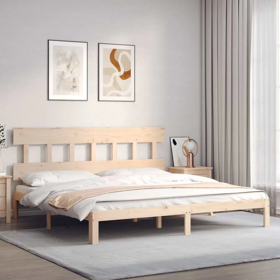 Cadre de lit sans matelas 200x200 cm bois massif de pin - 4