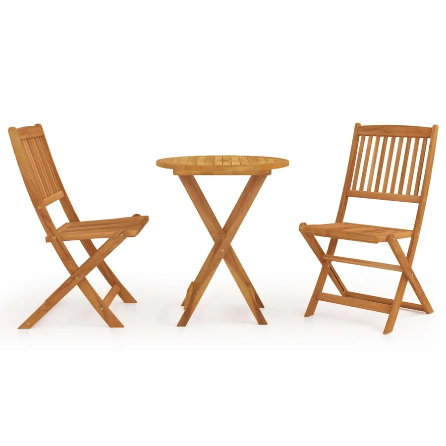 Ensemble à manger de jardin pliable 3 pcs Bois d'acacia solide - 2