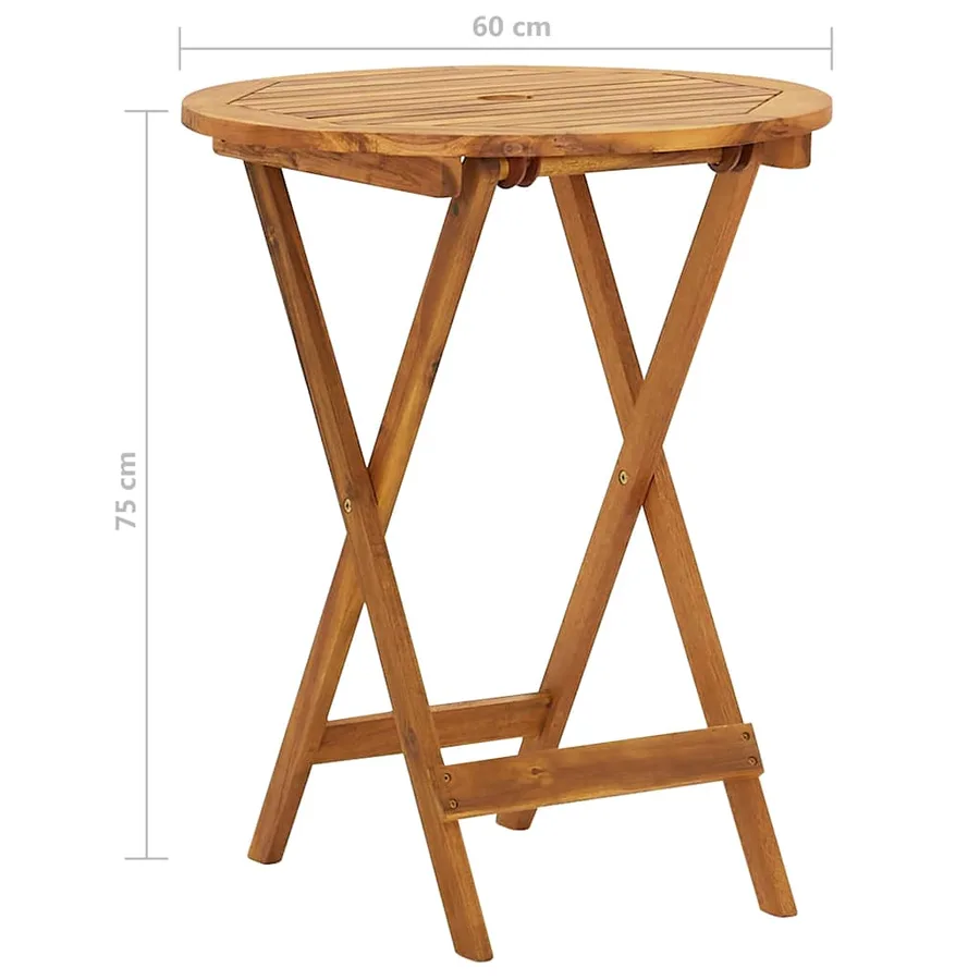 Mobilier de bistro pliable 3 pcs Bois d'acacia solide - 11