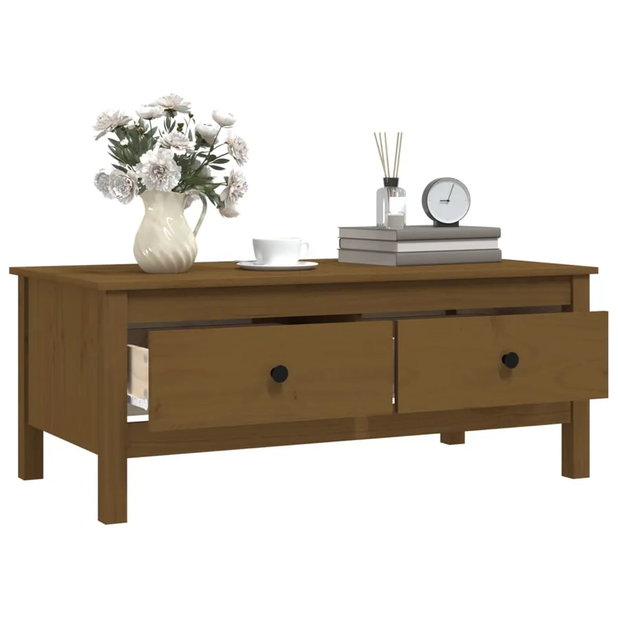 Table basse Marron miel 100x50x40 cm Bois massif de pin - 5