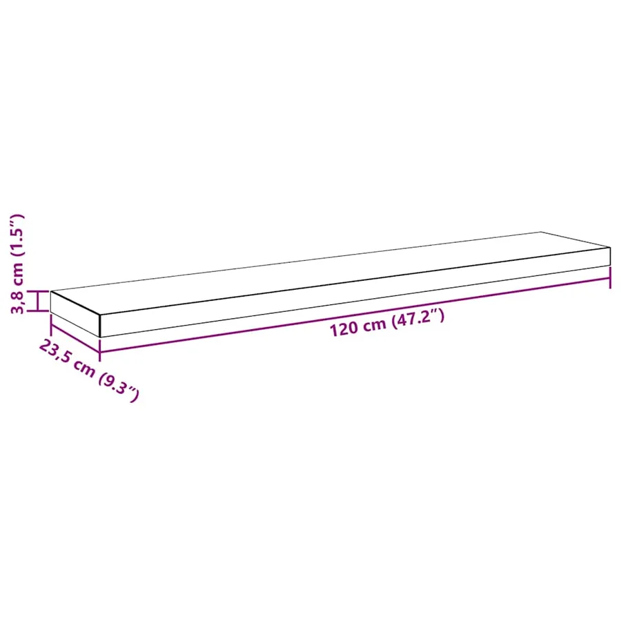 Étagère flottante murale chêne 120x23,5x3,8 cm MDF - 14