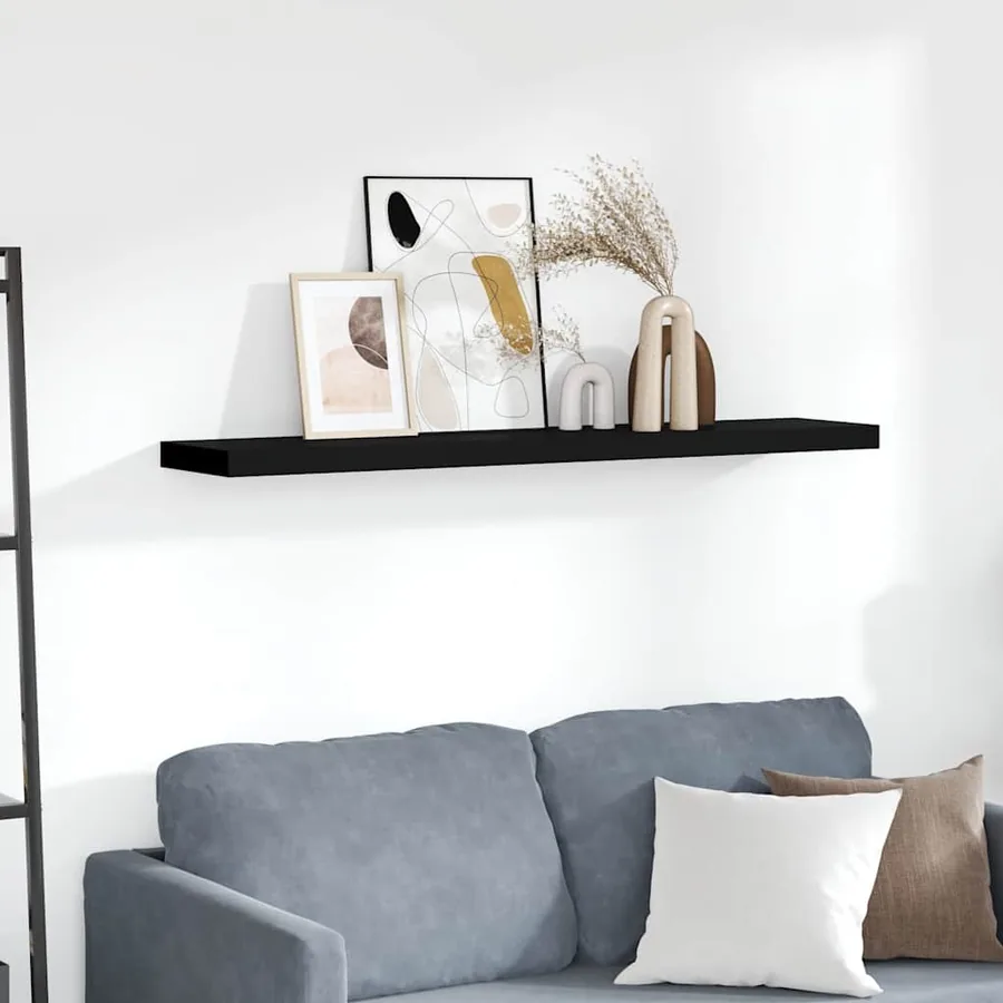 Étagère murale flottante noir 120x23,5x3,8 cm MDF