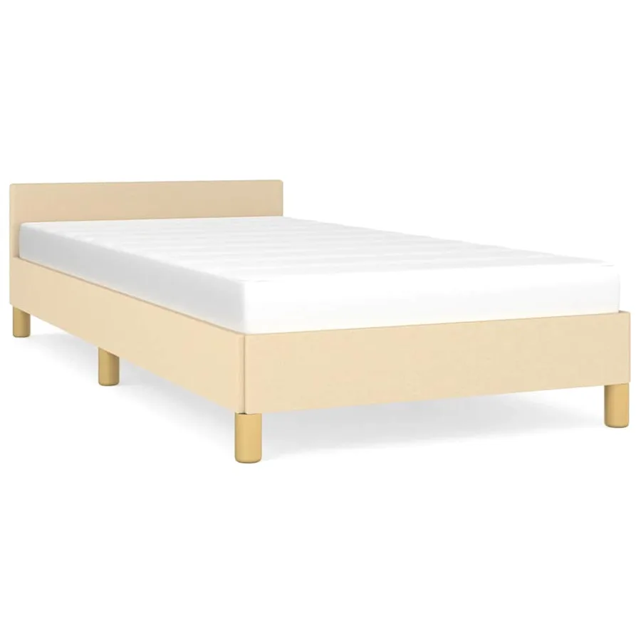 Cadre de lit sans matelas crème 100x200 cm tissu - 2