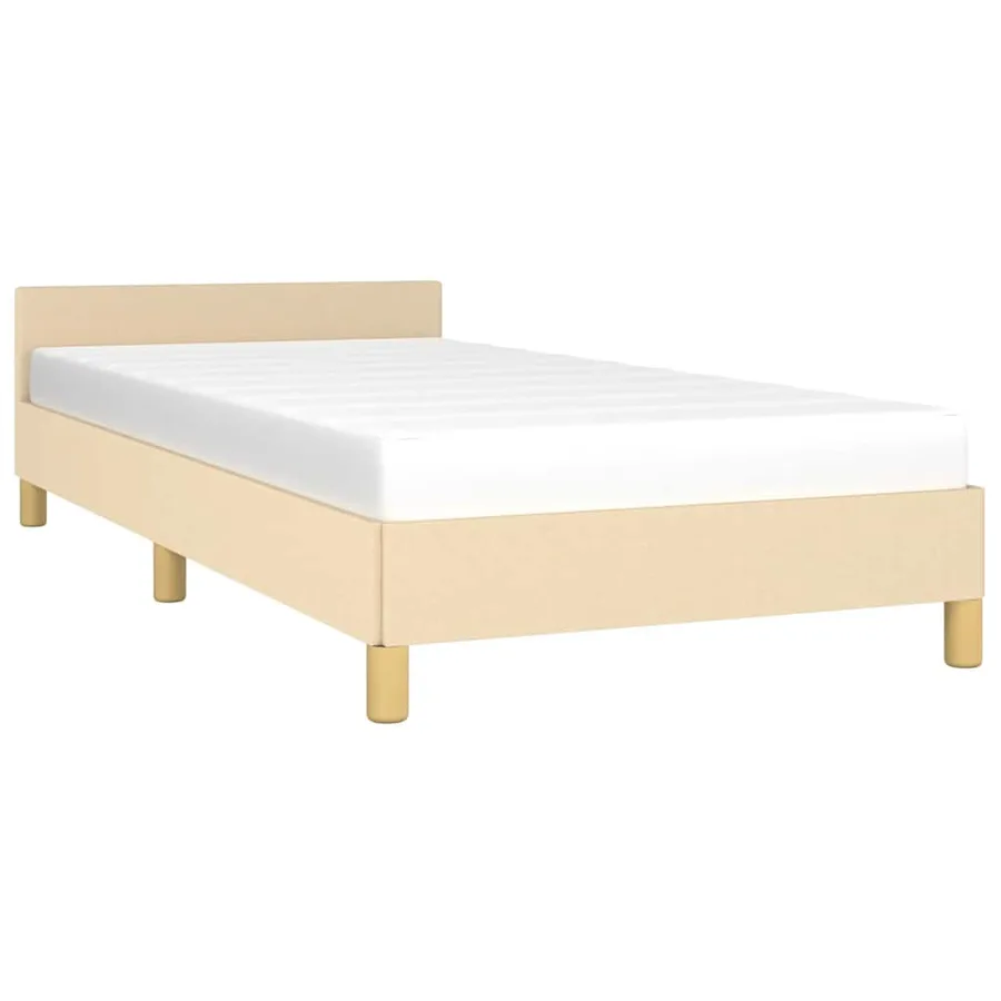 Cadre de lit sans matelas crème 100x200 cm tissu - 3
