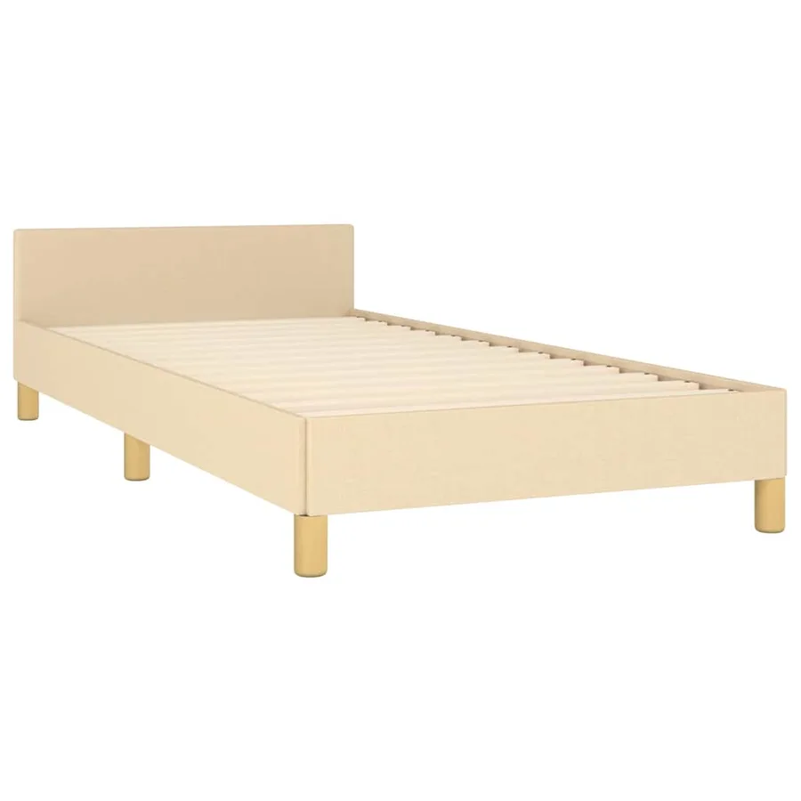 Cadre de lit sans matelas crème 100x200 cm tissu - 4