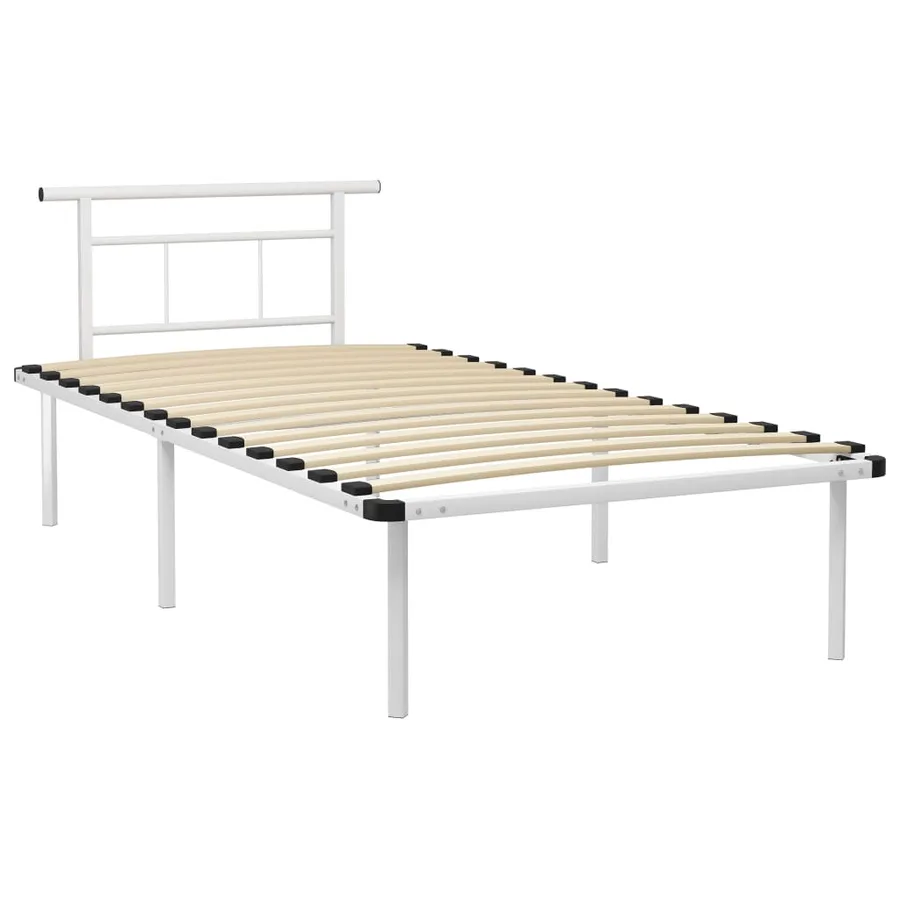Cadre de lit sans matelas blanc métal 100x200 cm - 2