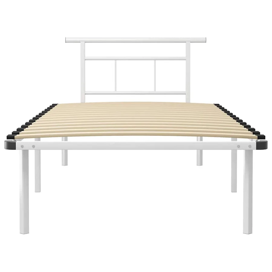 Cadre de lit sans matelas blanc métal 100x200 cm - 3