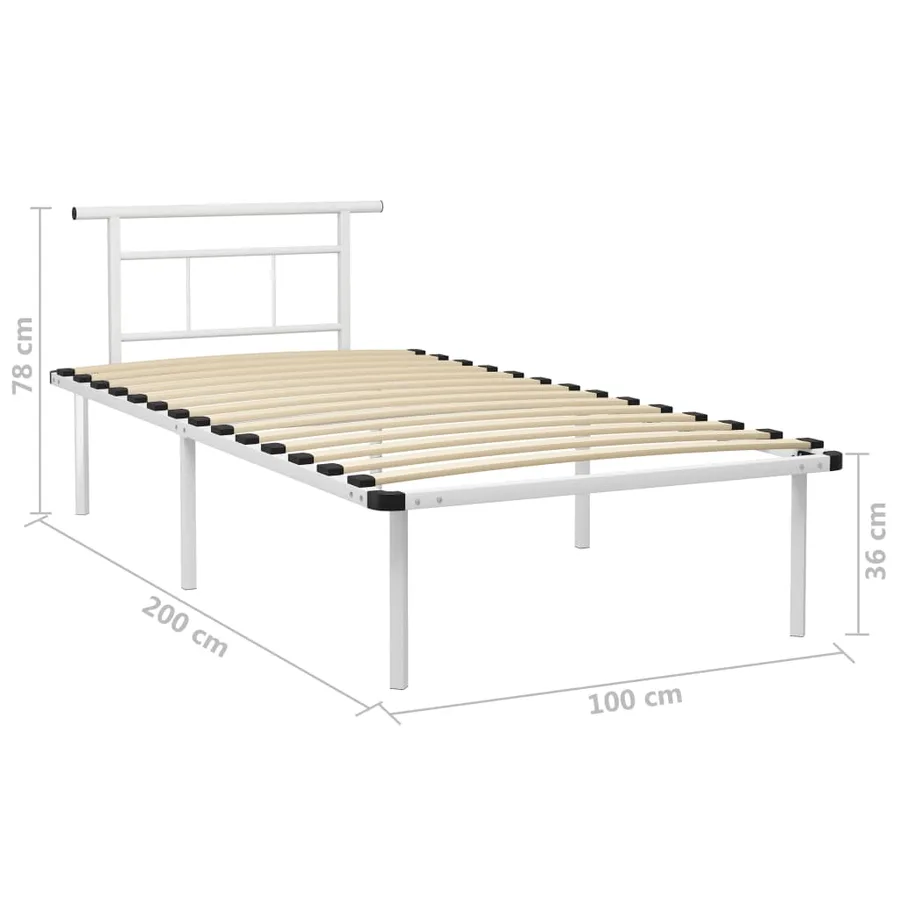Cadre de lit sans matelas blanc métal 100x200 cm - 6