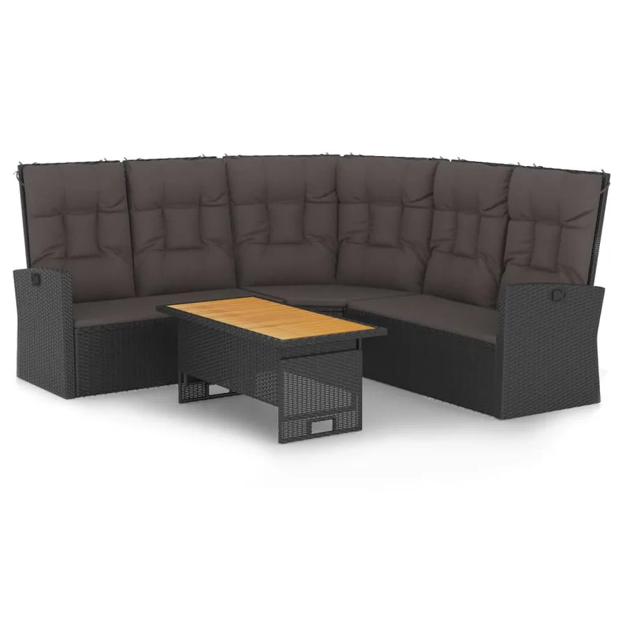 Salon de jardin 2 pcs avec coussins Noir Résine tressée - 2