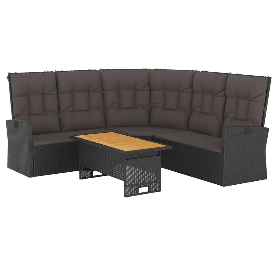 Salon de jardin 2 pcs avec coussins Noir Résine tressée - 3