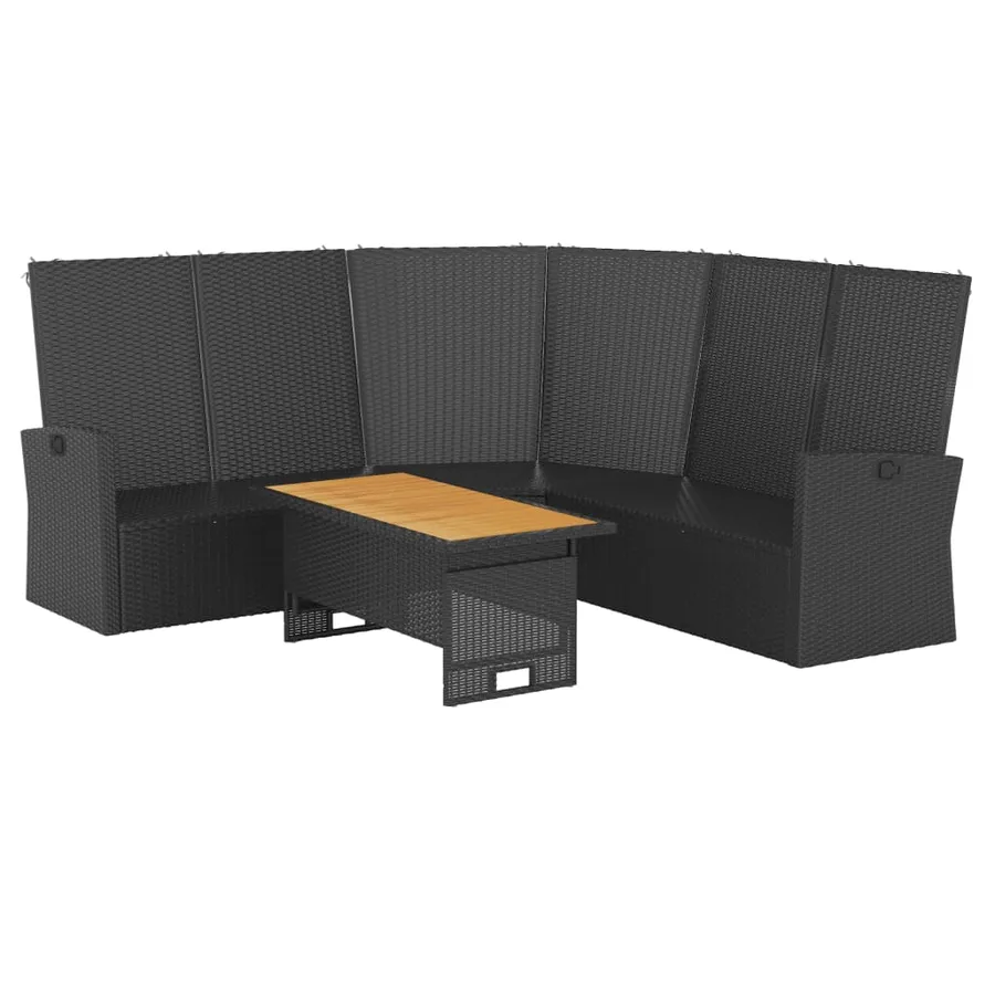 Salon de jardin 2 pcs avec coussins Noir Résine tressée - 4