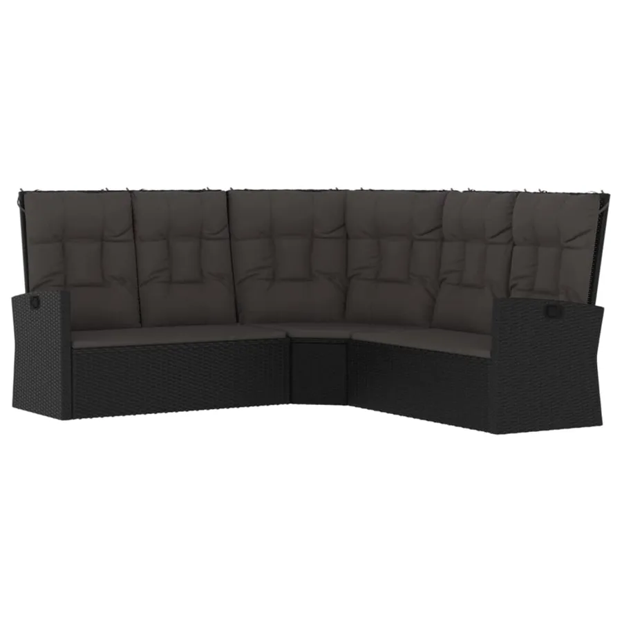 Salon de jardin 2 pcs avec coussins Noir Résine tressée - 5