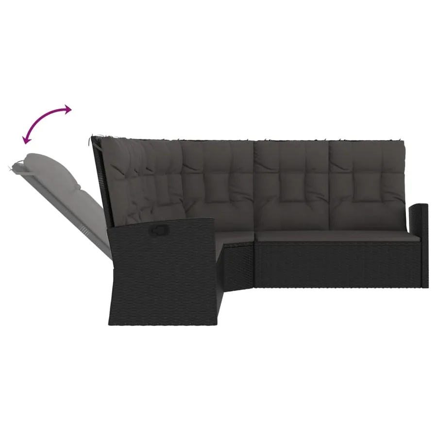 Salon de jardin 2 pcs avec coussins Noir Résine tressée - 6