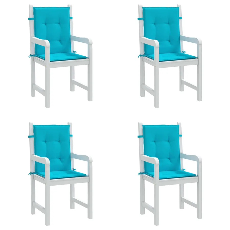 Coussins de chaise à dossier bas lot de 4 turquoise tissu - 4