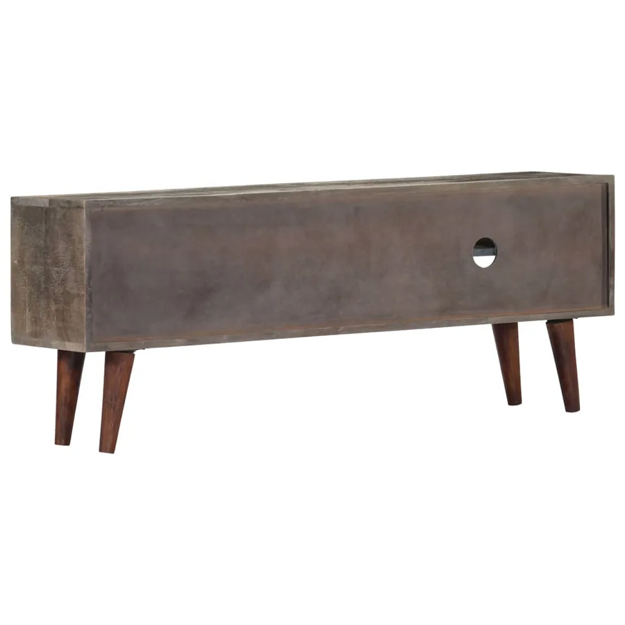 Meuble TV Gris 130x30x46 cm Bois massif de manguier brut - 3