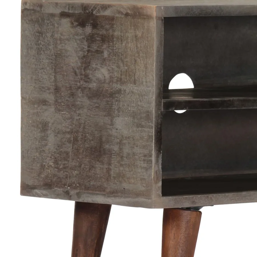 Meuble TV Gris 130x30x46 cm Bois massif de manguier brut - 7