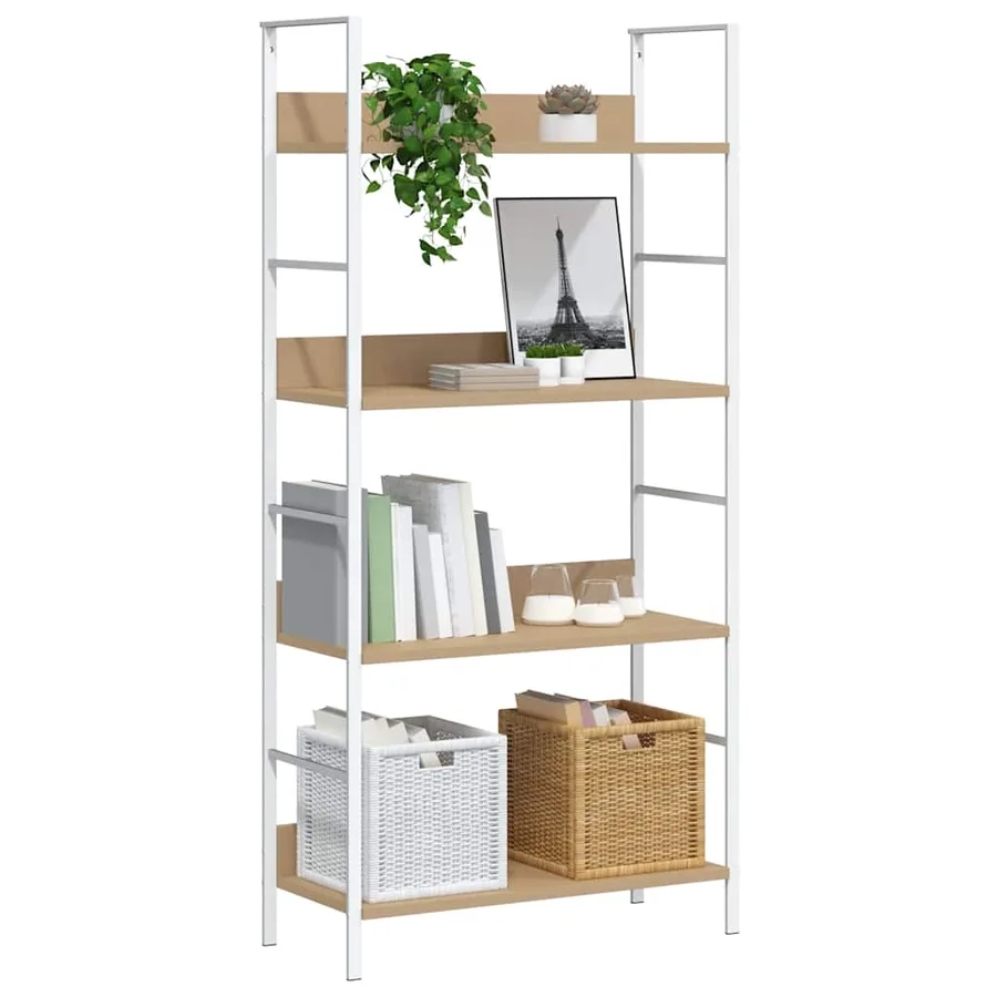 Bibliothèque à 4 niveaux chêne 60x27,6x124,5 cm bois ingénierie - 3