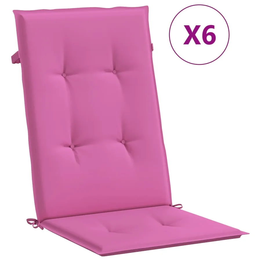Coussins de chaise à dossier haut lot de 6 rose tissu - 2