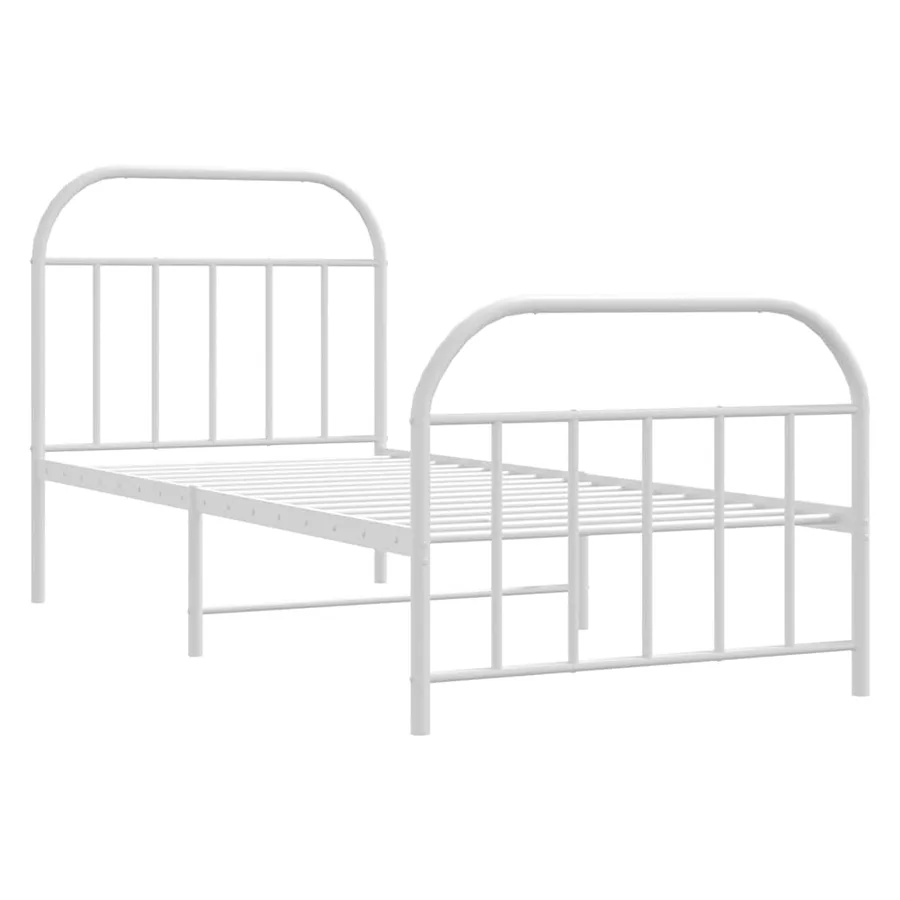 Cadre de lit métal sans matelas avec pied de lit blanc 90x190cm - 3