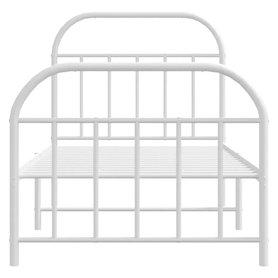 Cadre de lit métal sans matelas avec pied de lit blanc 90x190cm - 6