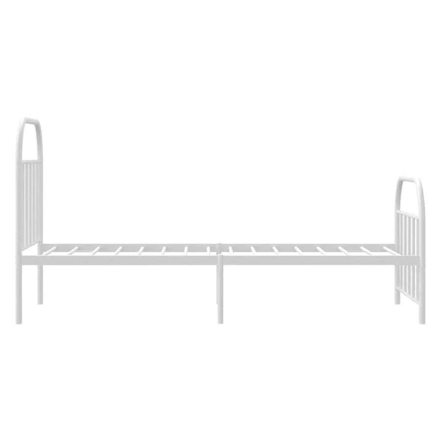 Cadre de lit métal sans matelas avec pied de lit blanc 90x190cm - 7