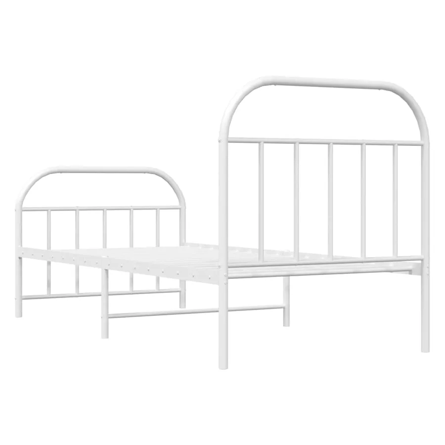 Cadre de lit métal sans matelas avec pied de lit blanc 90x190cm - 8