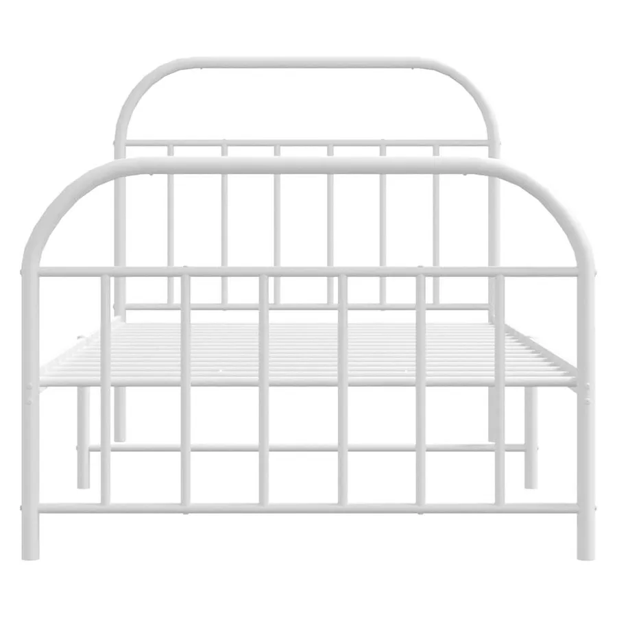 Cadre de lit métal sans matelas et pied de lit blanc 100x190 cm - 6