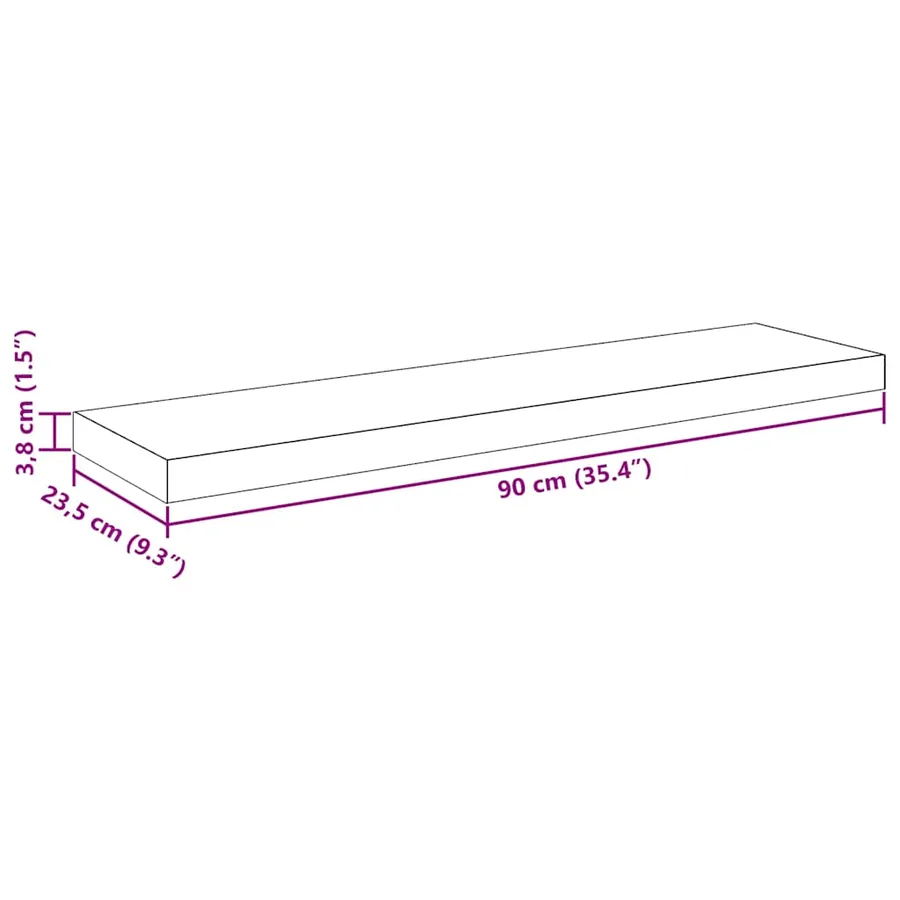 Étagères murales flottantes 2 pcs chêne 90x23,5x3,8 cm MDF - 16