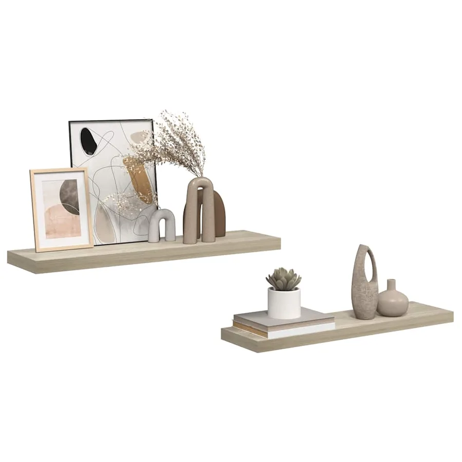 Étagères murales flottantes 2 pcs chêne 90x23,5x3,8 cm MDF - 5