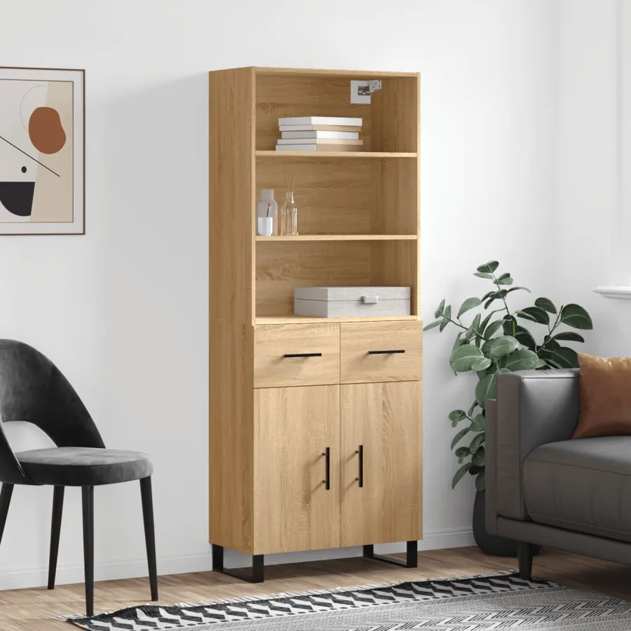 Buffet haut Chêne sonoma 69,5x34x180 cm Bois d'ingénierie