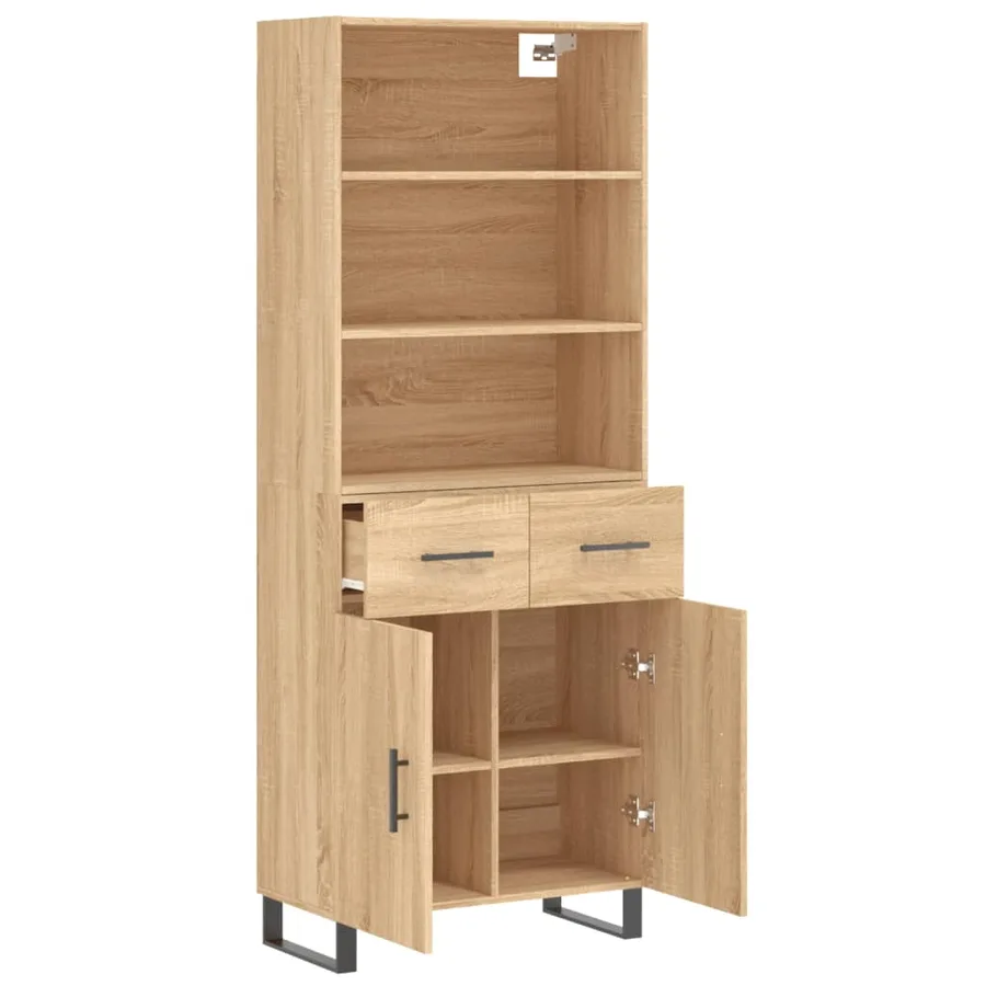 Buffet haut Chêne sonoma 69,5x34x180 cm Bois d'ingénierie - 4