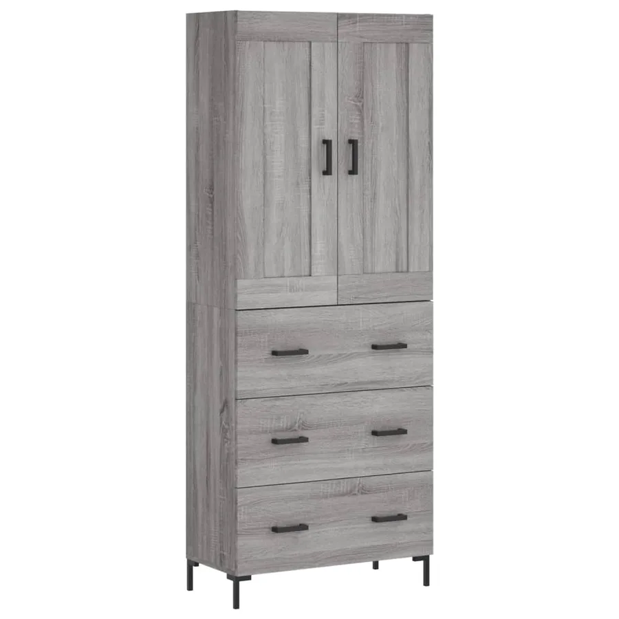 Buffet haut Sonoma gris 69,5x34x180 cm Bois d'ingénierie - 2