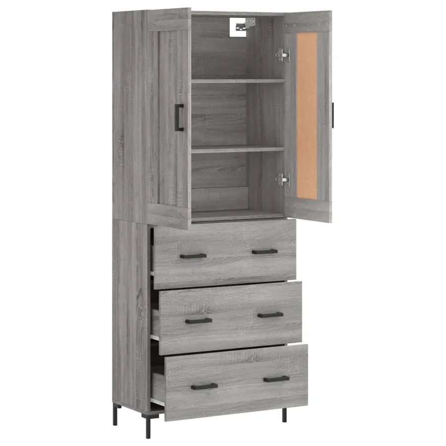 Buffet haut Sonoma gris 69,5x34x180 cm Bois d'ingénierie - 4