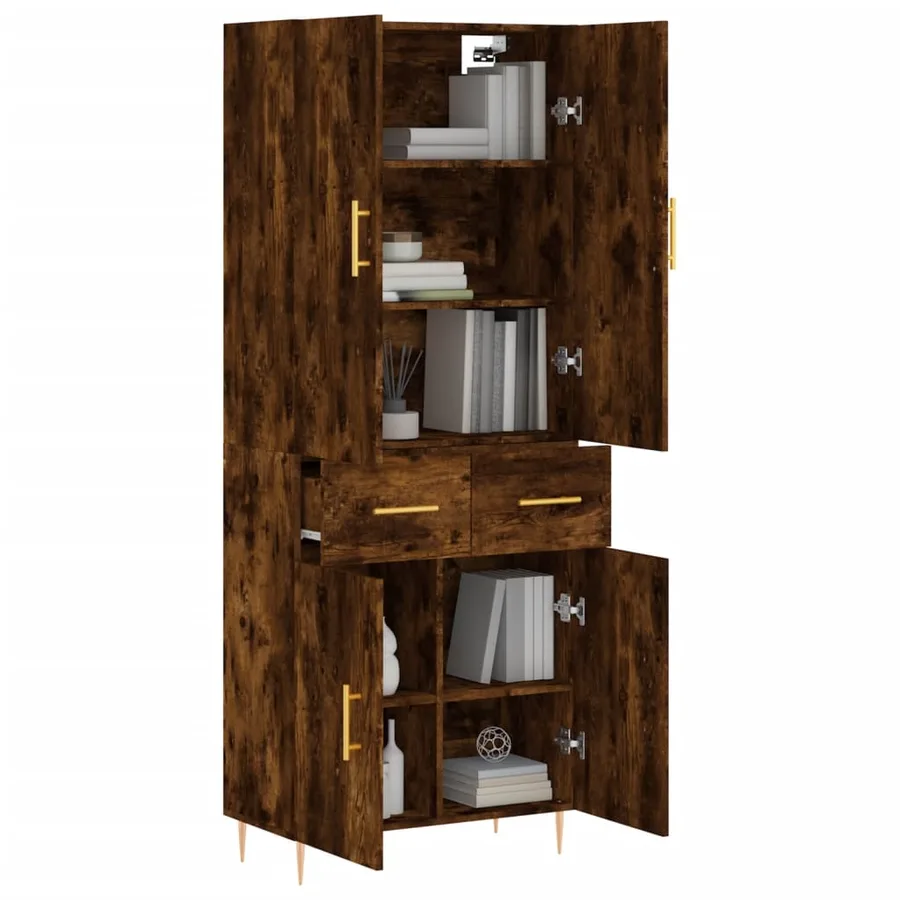 Buffet haut Chêne fumé 69,5x34x180 cm Bois d'ingénierie - 3