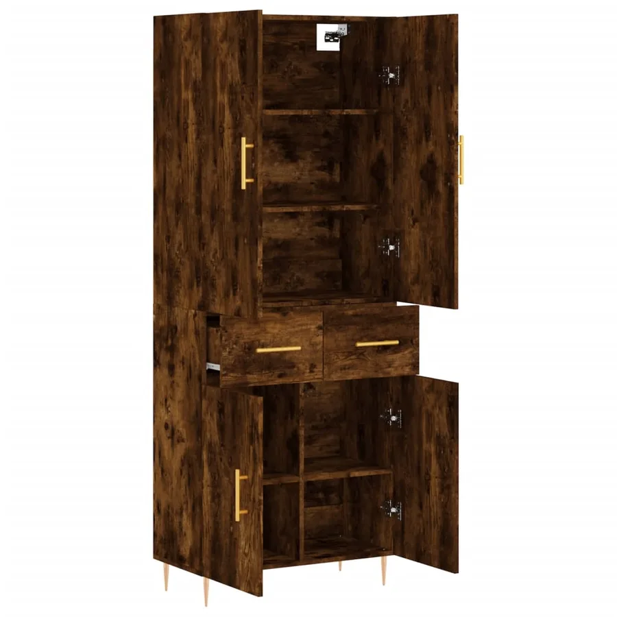 Buffet haut Chêne fumé 69,5x34x180 cm Bois d'ingénierie - 4