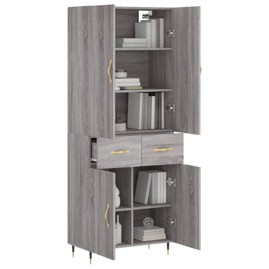 Buffet haut Sonoma gris 69,5x34x180 cm Bois d'ingénierie - 3