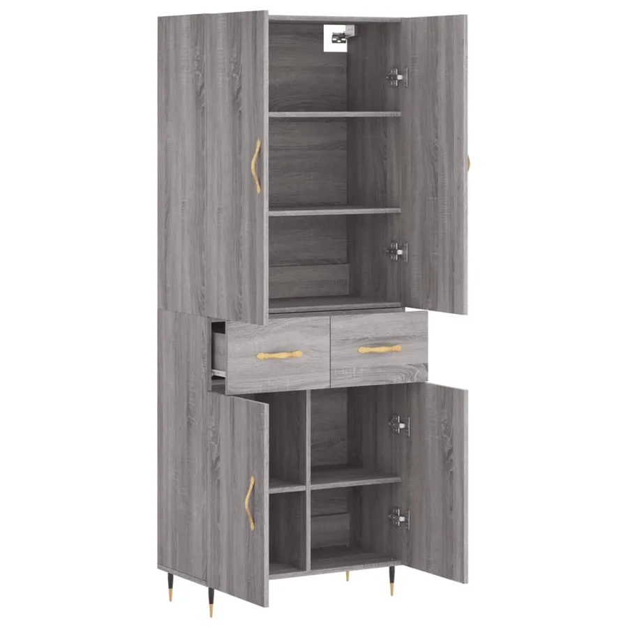Buffet haut Sonoma gris 69,5x34x180 cm Bois d'ingénierie - 4