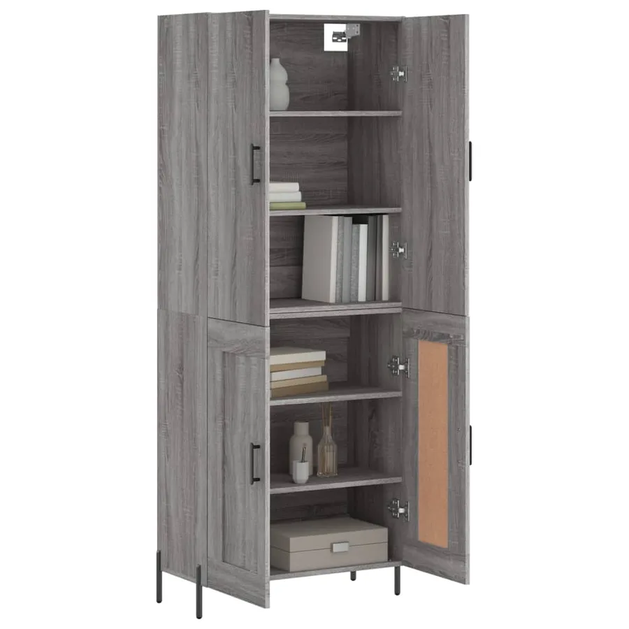 Buffet haut Sonoma gris 69,5x34x180 cm Bois d'ingénierie - 3