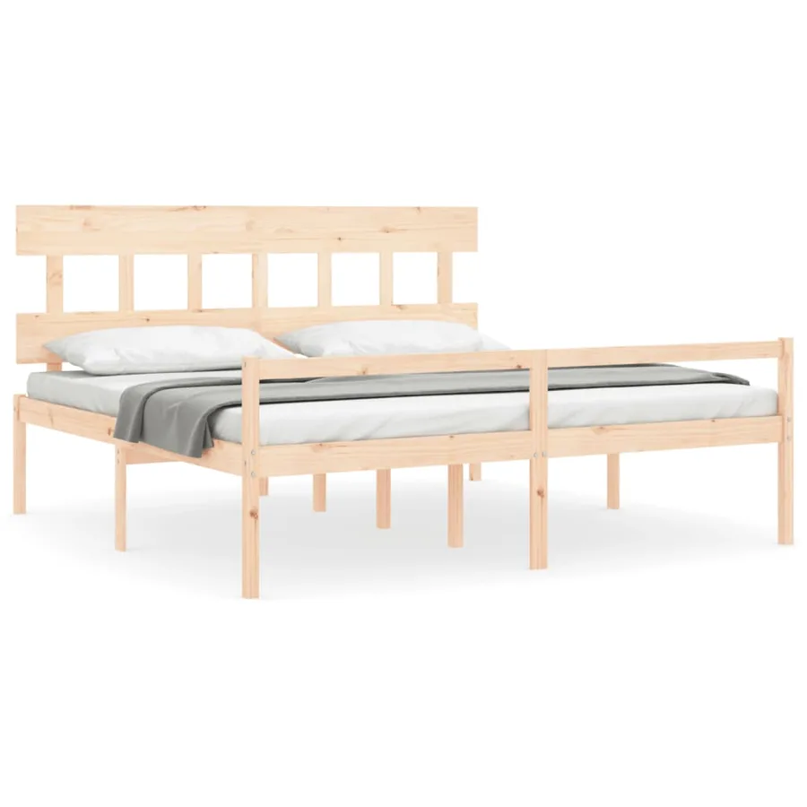 Lit pour personne âgée et tête de lit 200x200 cm bois massif - 2